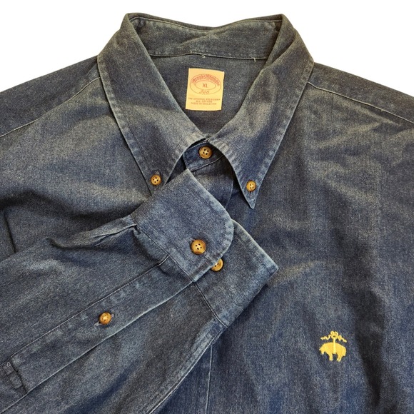 Brooks Brothers Other - Brooks Brothers 346 Mens XL Blue Denim Long Sleeve Button Down Shirt All Cotton